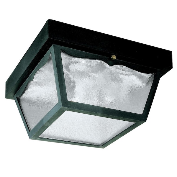 Westinghouse Two-Light Flush-Mount Outdoor Fixture Blk Poly Clr Textured Class 6682300 - main